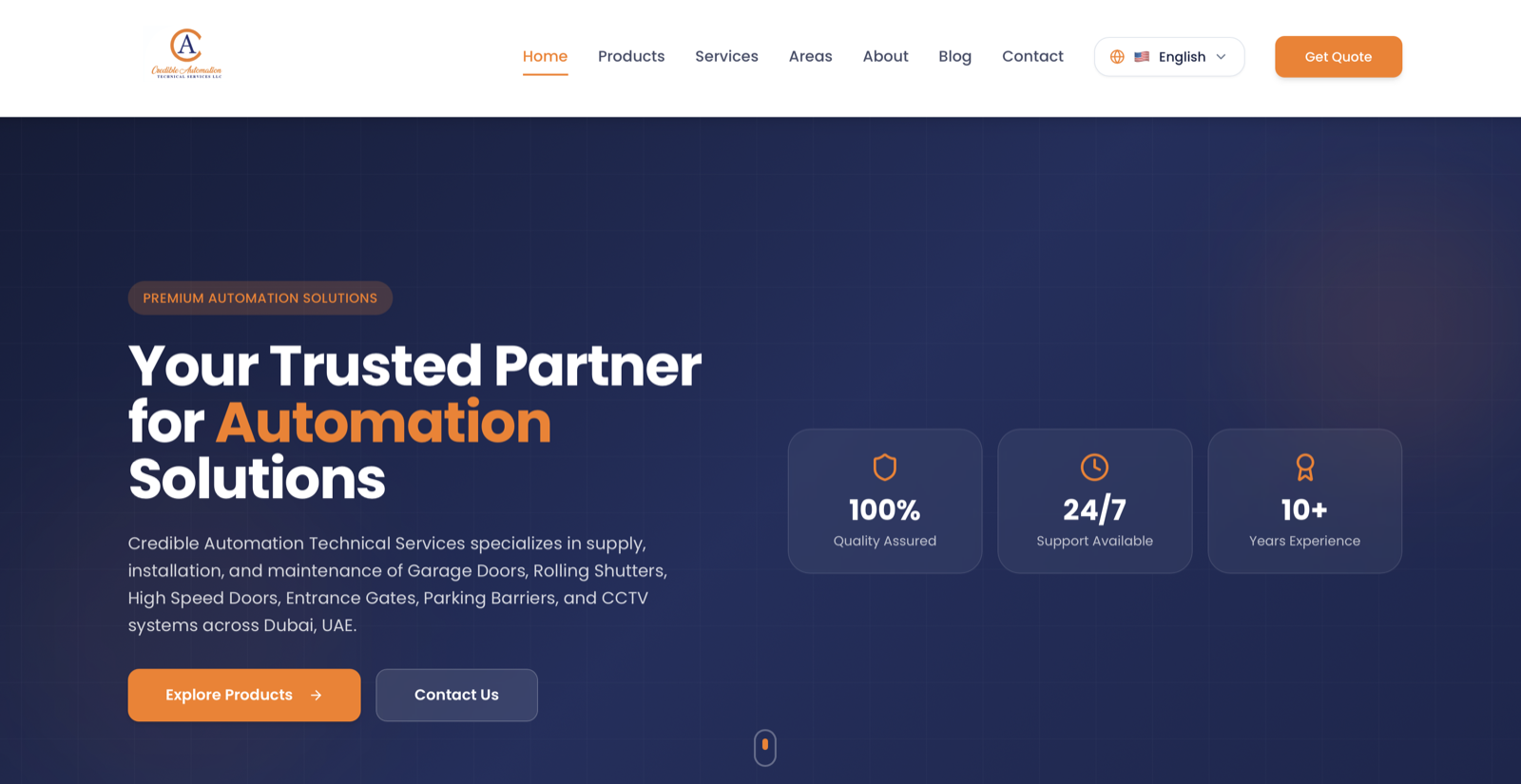Credible Automation services landing page